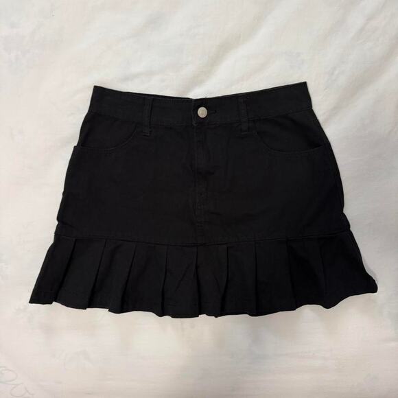 y2k black pleated mini skirt low rise forever 21 - Picture 3 of 3